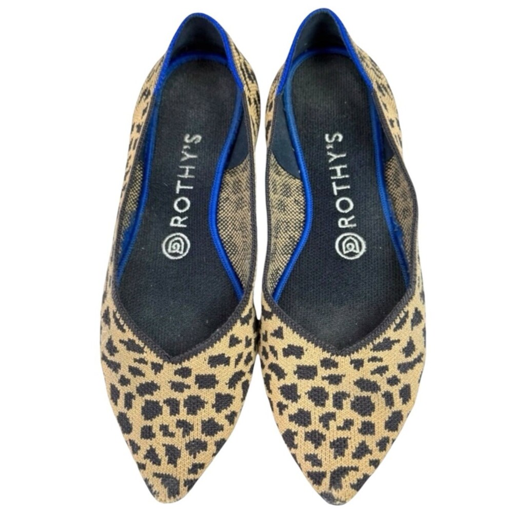 Rothy's The Point Leopard Knit Ballet Flats Size 8 Preppy Coquette Office